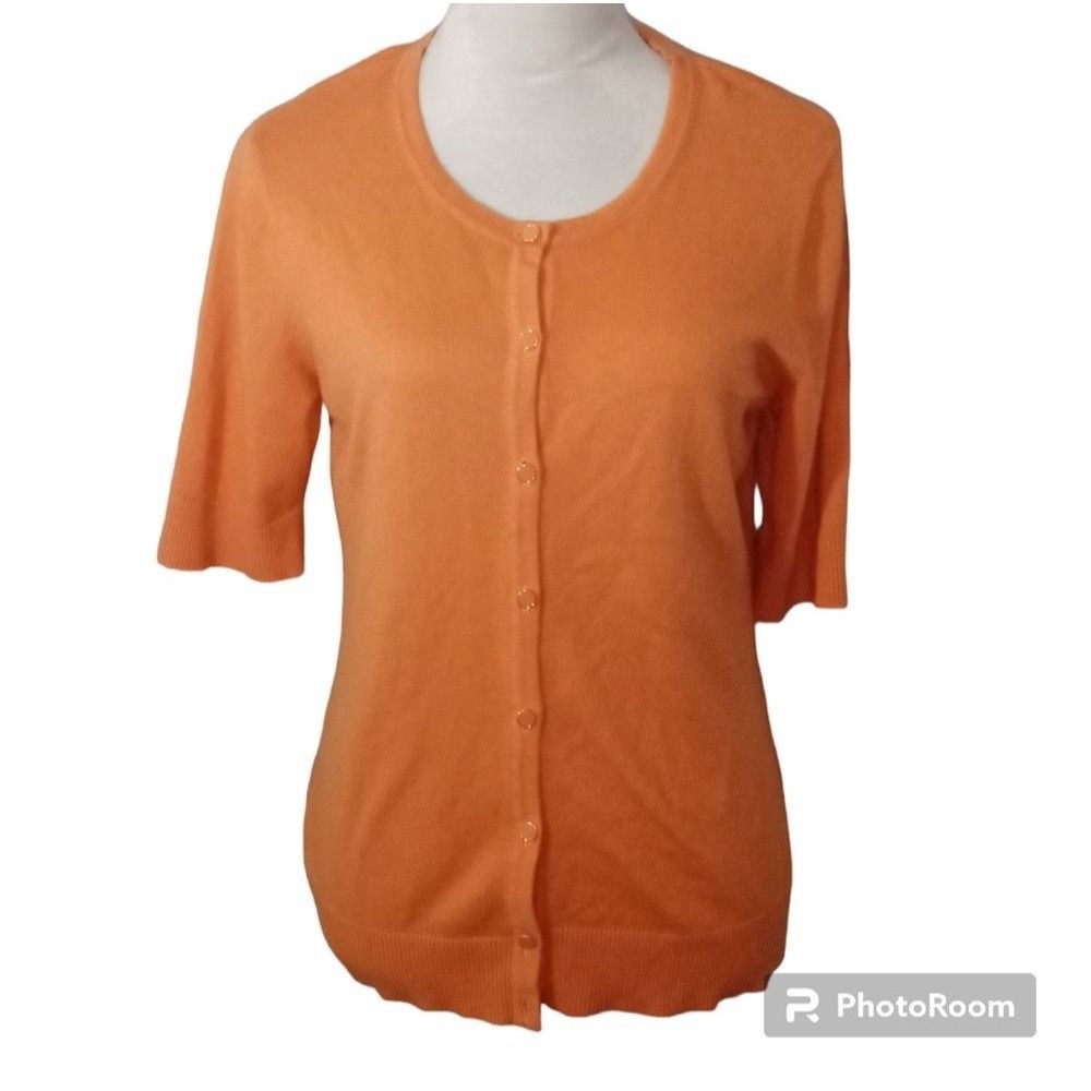 7th Avenue NY&CO Orange Button down Cardigan with Cute Buttons Size L